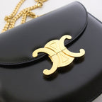 Celine Triomphe Besace Clair Chain Shoulder Bag Leather Black KH — view 7