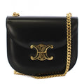 Celine Triomphe Besace Clair Chain Shoulder Bag Leather Black KH