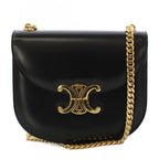Celine Triomphe Besace Clair Chain Shoulder Bag Leather Black KH