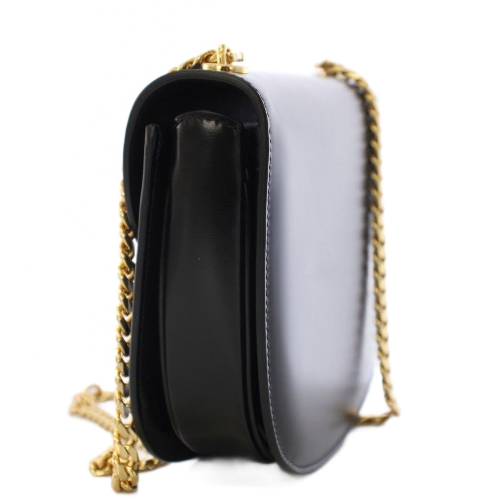 Celine Triomphe Besace Clair Chain Shoulder Bag Leather Black KH — view 2