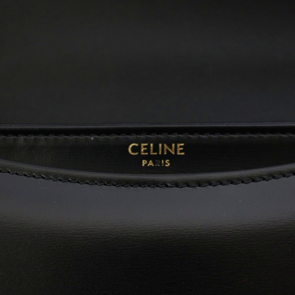 Celine Triomphe Besace Clair Chain Shoulder Bag Leather Black KH — view 8