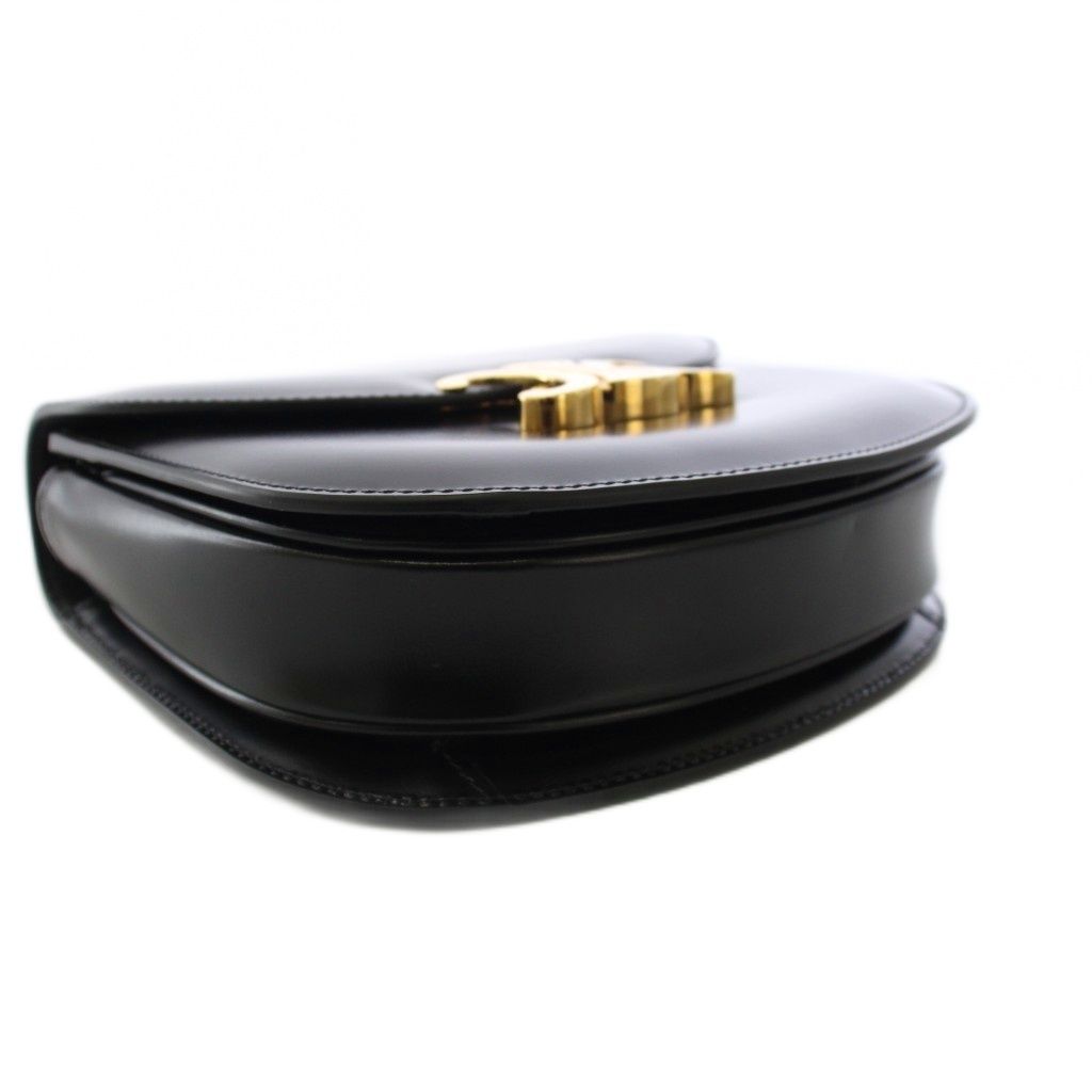 Celine Triomphe Besace Clair Chain Shoulder Bag Leather Black KH — view 4