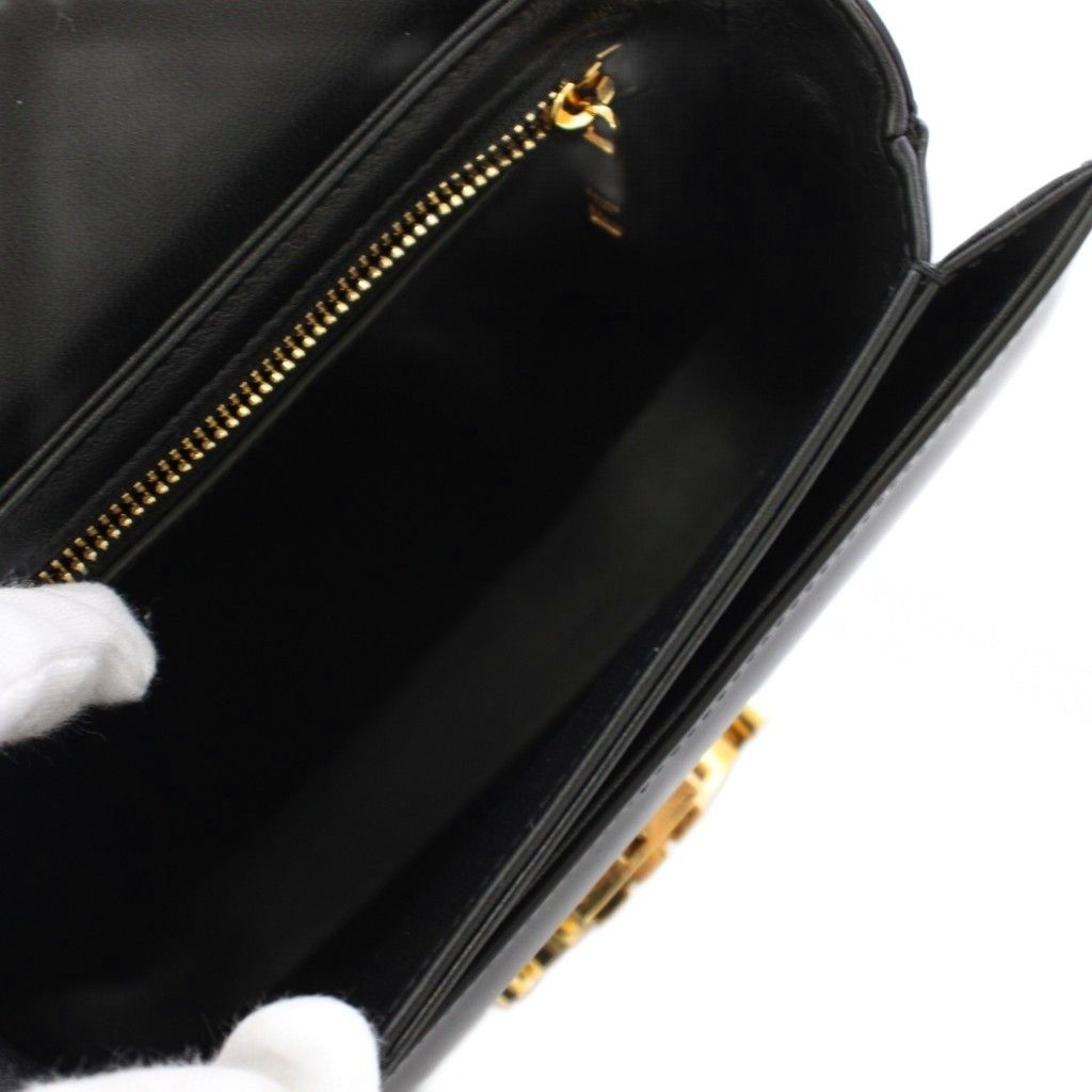 Celine Triomphe Besace Clair Chain Shoulder Bag Leather Black KH — view 6
