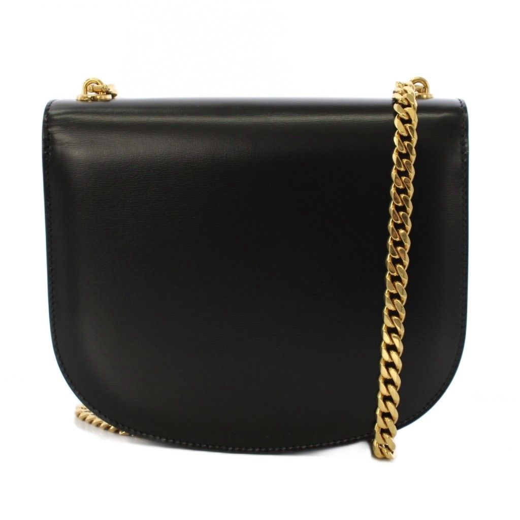Celine Triomphe Besace Clair Chain Shoulder Bag Leather Black KH — view 3