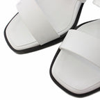 Hermes Glenan Sandals Square Toe Chunky Heels Leather 35 White BB — view 4