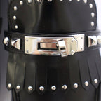 Hermes Destin Loafers Ro Heels Fringe Studs Decoration 34 Black BB — view 8