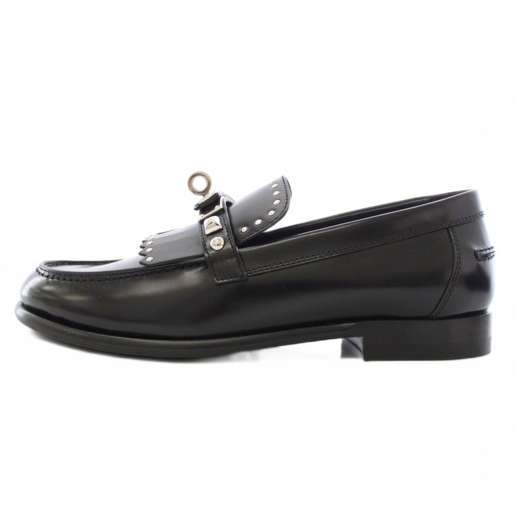 Hermes Destin Loafers Ro Heels Fringe Studs Decoration 34 Black BB — view 2