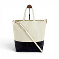 Celine 2-Way Tote Shoulder Bag Vertical Cover Small Leather Black White Ivory