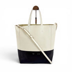 Celine 2-Way Tote Shoulder Bag Vertical Cover Small Leather Black White Ivory