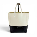 Celine 2-Way Tote Shoulder Bag Vertical Cover Small Leather Black White Ivory — view 2