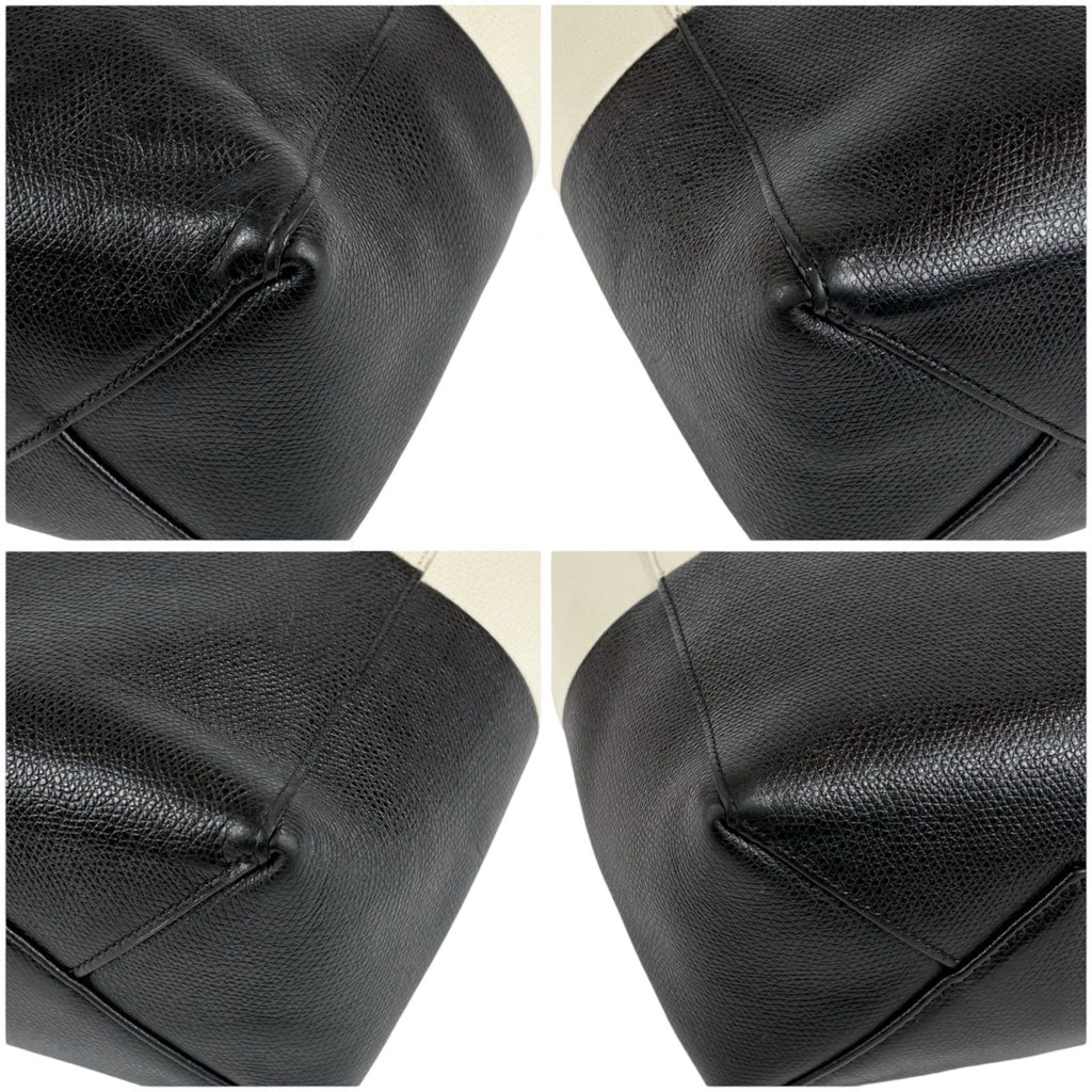 Celine 2-Way Tote Shoulder Bag Vertical Cover Small Leather Black White Ivory — view 6