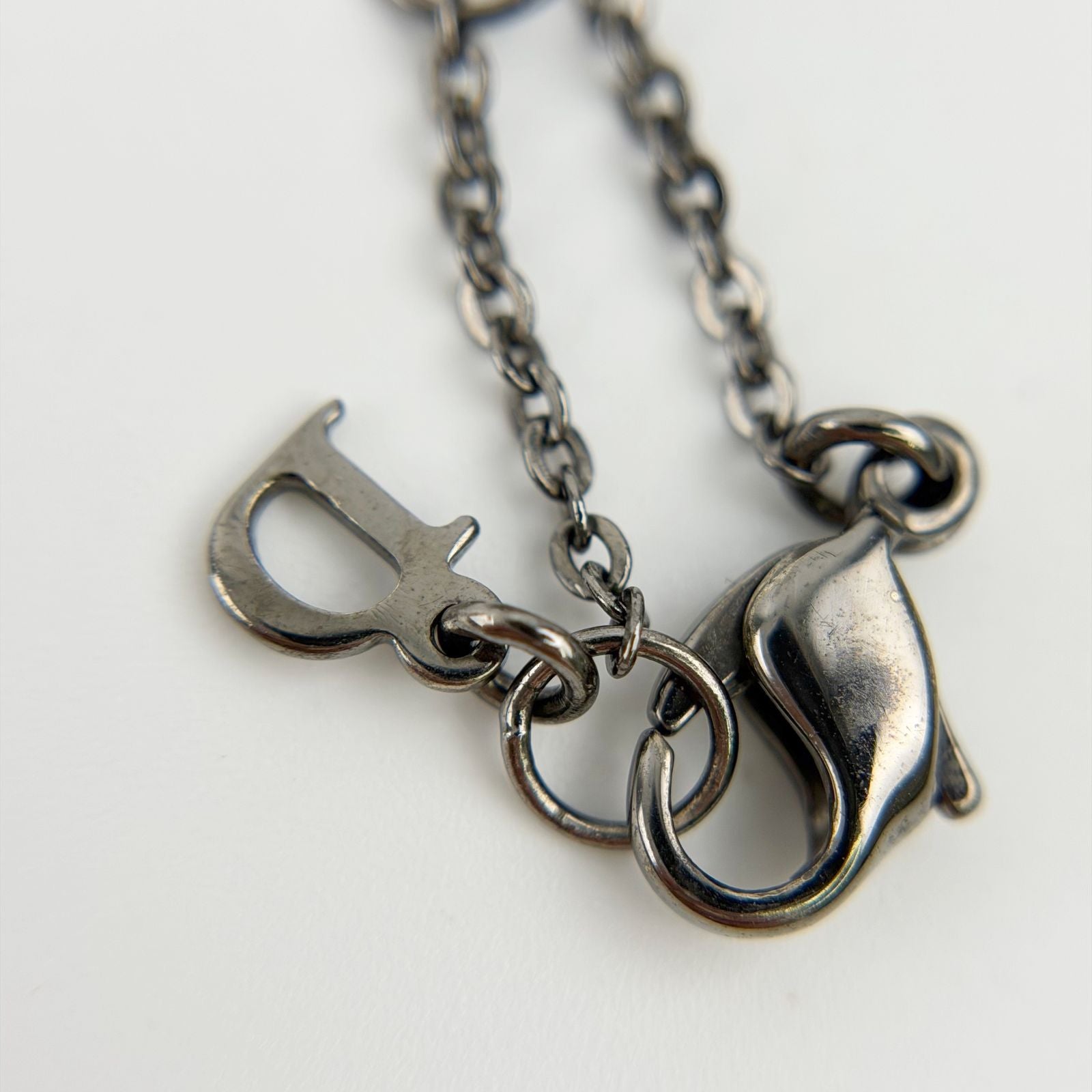 Dior Necklace Metal Rhinestone Silver Pink Vintage — view 8