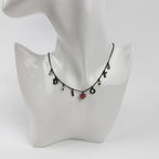 Dior Necklace Metal Rhinestone Silver Pink Vintage