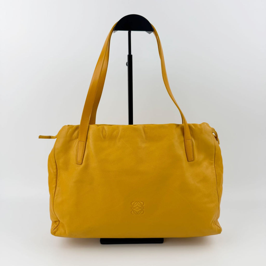 Loewe Tote Shoulder Bag Leather Yellow Vintage