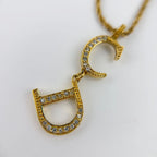 Dior CD Logo Necklace Metal Rhinestone Gold Vintage — view 4