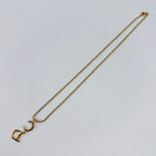 Dior CD Logo Necklace Metal Rhinestone Gold Vintage — view 3