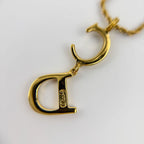 Dior CD Logo Necklace Metal Rhinestone Gold Vintage — view 5