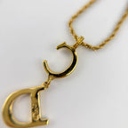 Dior CD Logo Necklace Metal Rhinestone Gold Vintage — view 6