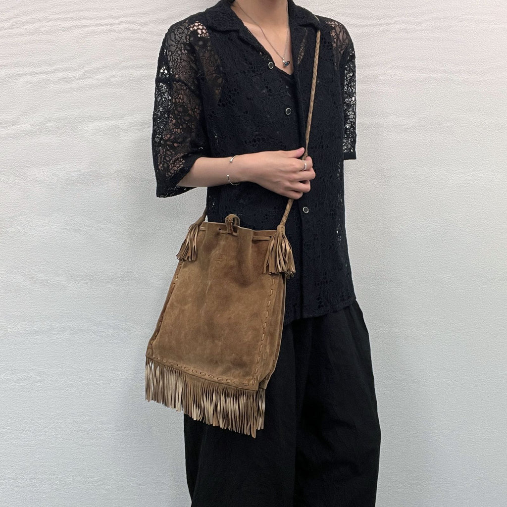 Prada Shoulder Bag Suede Brown Vintage — view 2