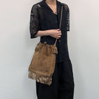 Prada Shoulder Bag Suede Brown Vintage — view 2