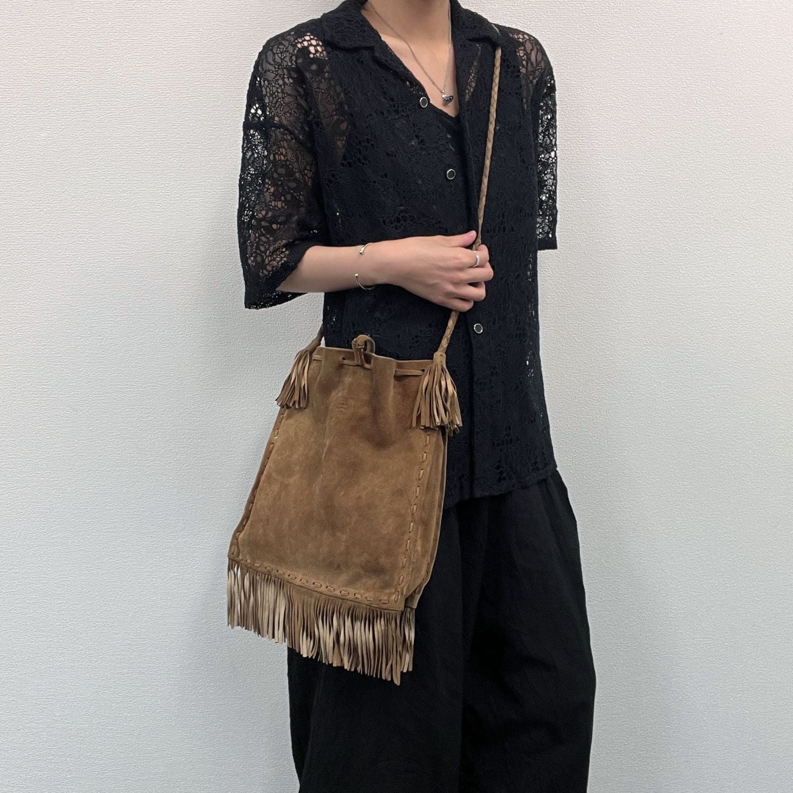 Prada Shoulder Bag Suede Brown Vintage — view 2