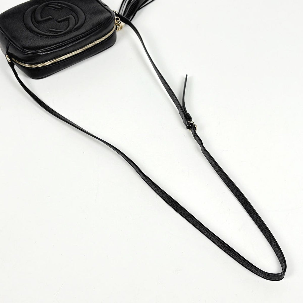 Gucci Soho Shoulder Bag Tassel Fringe Interlocking Leather Black — view 6