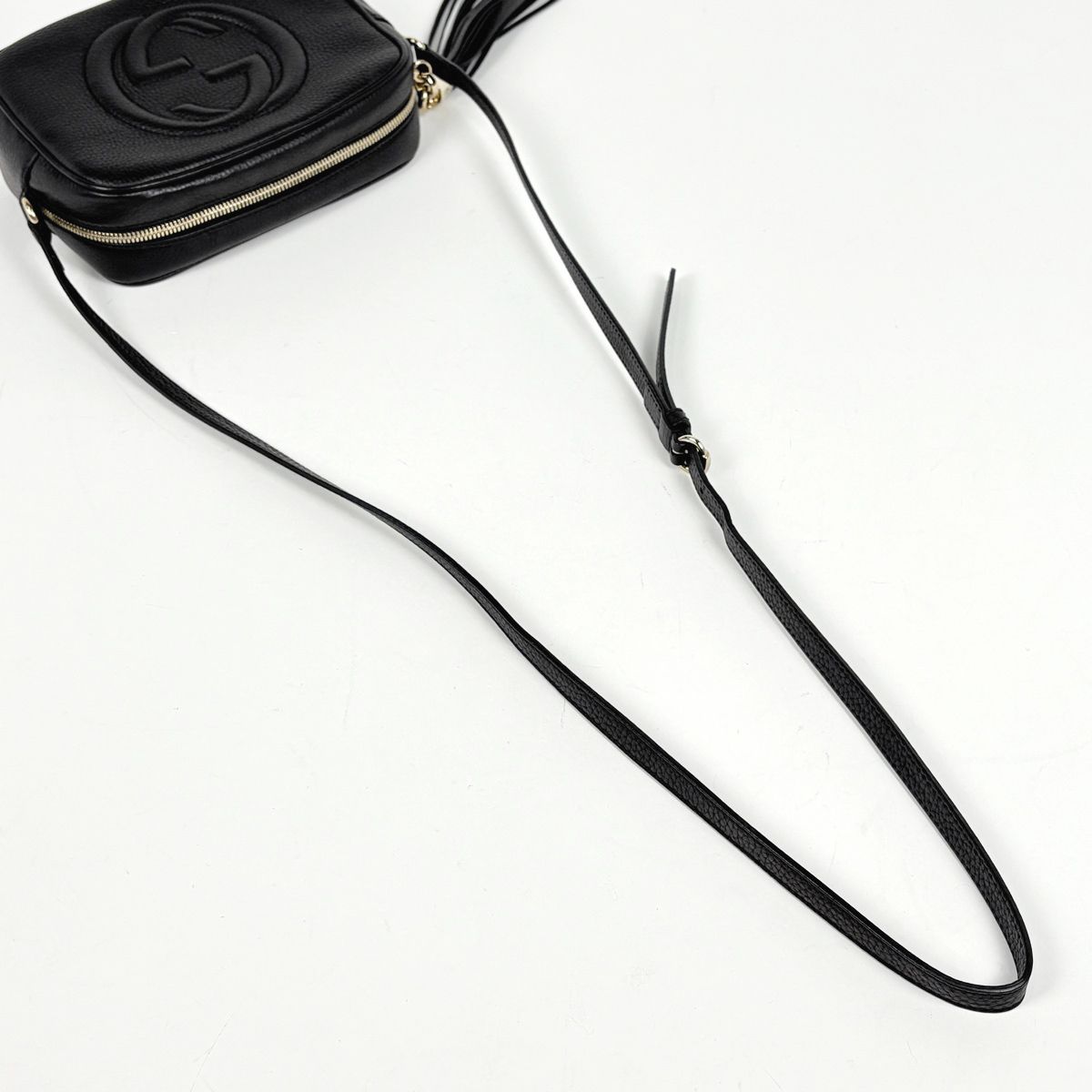 Gucci Soho Shoulder Bag Tassel Fringe Interlocking Leather Black — view 6
