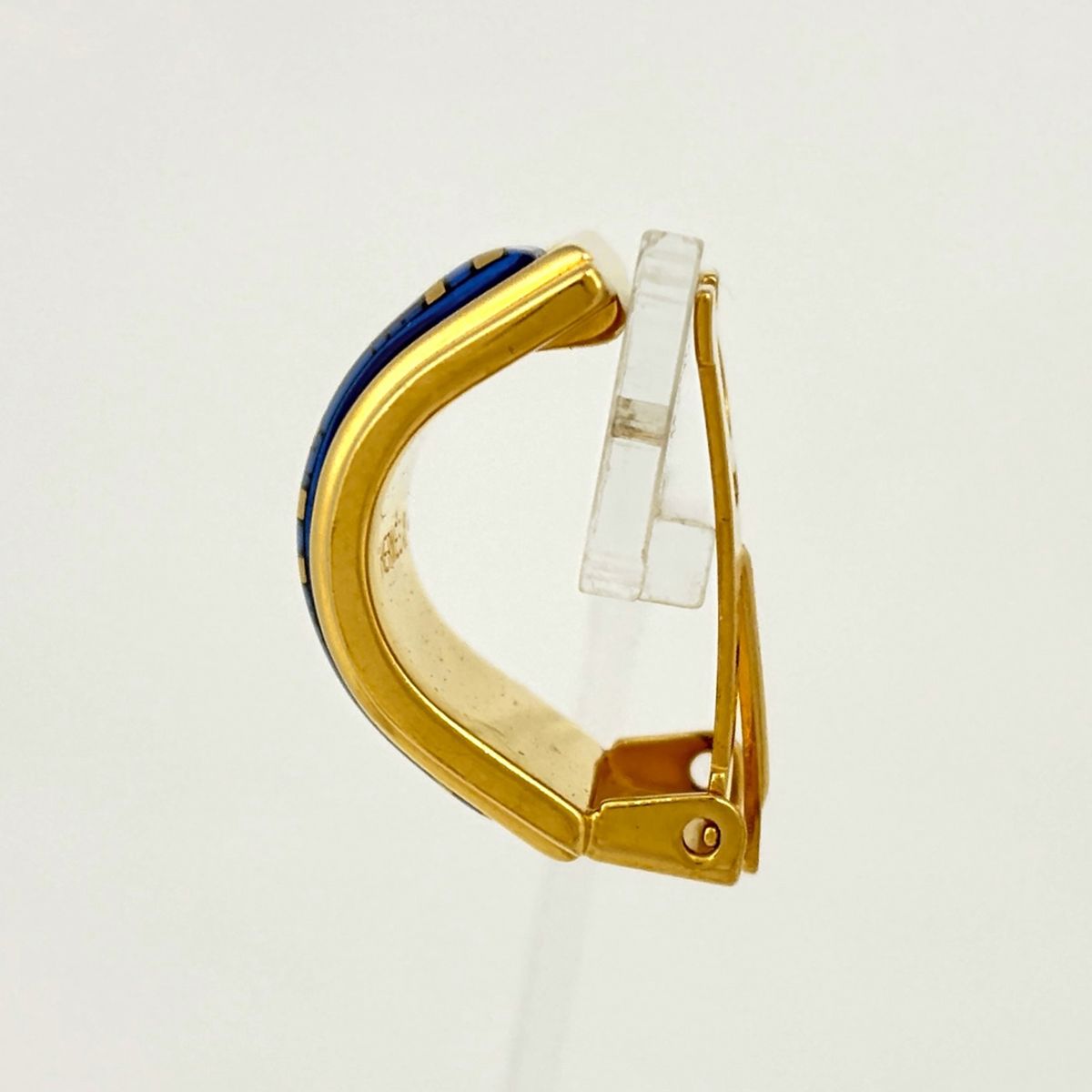 Hermes Enamel Earrings Gold Plated Blue — view 2