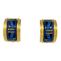 Hermes Enamel Earrings Gold Plated Blue
