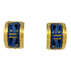 Hermes Enamel Earrings Gold Plated Blue