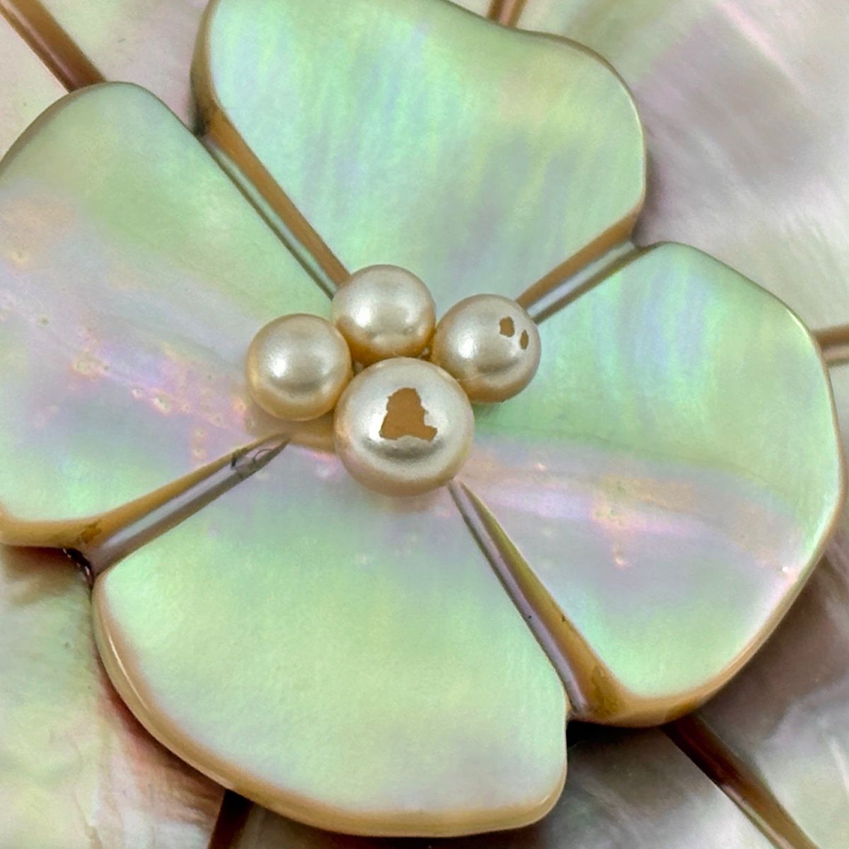 Chanel Faux Pearl Brooch Camellia Shell White — view 4
