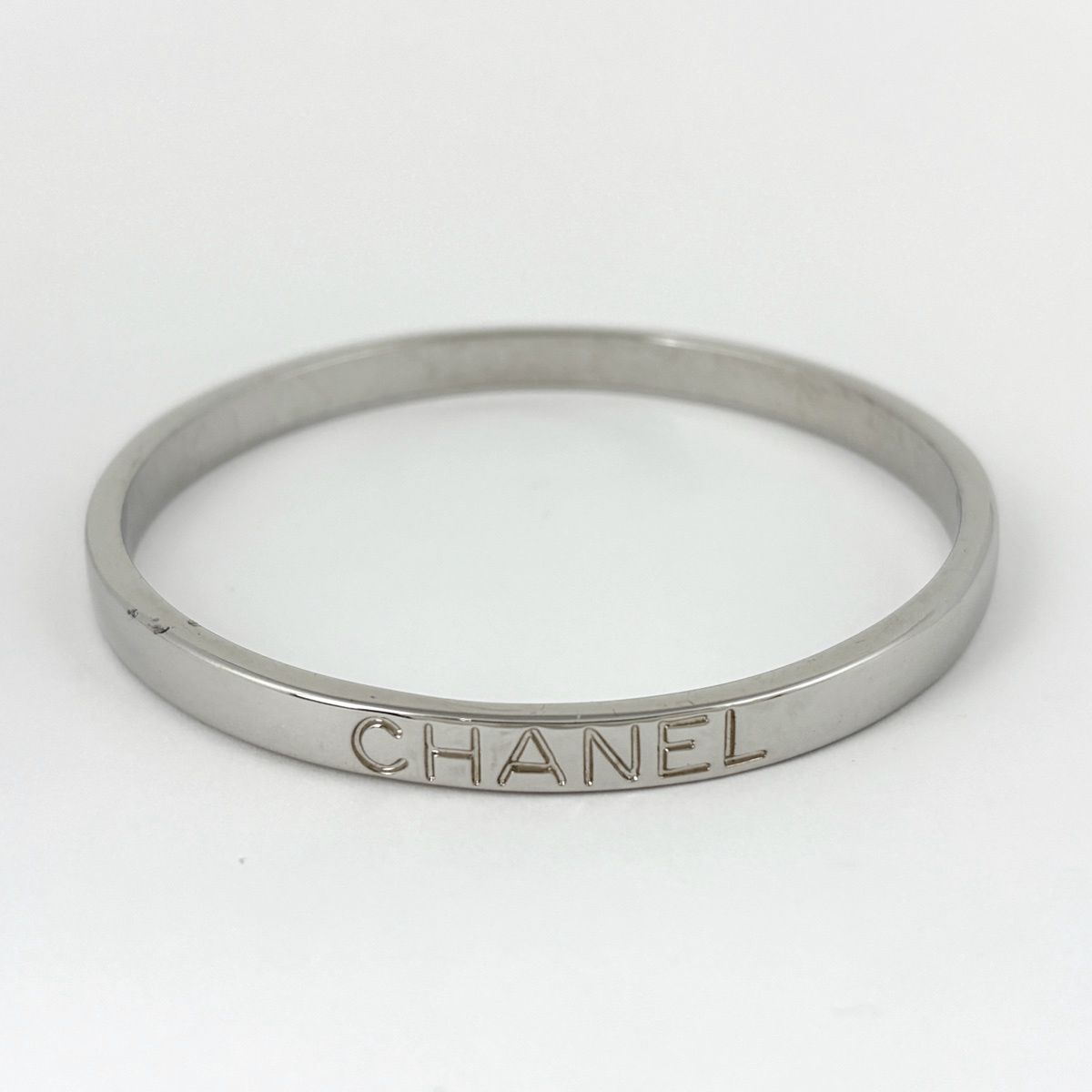 Chanel Logo Bangle Metal Silver Bracelet — view 2