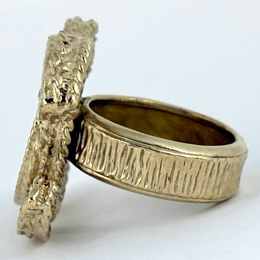 Chanel CC Logo Rhinestone Ring Gold Plated — view 3