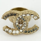 Chanel CC Logo Rhinestone Ring Gold Plated — view 2