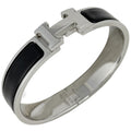 Hermes Clic Enamel Bracelet Clac Bangle Metal Silver Black