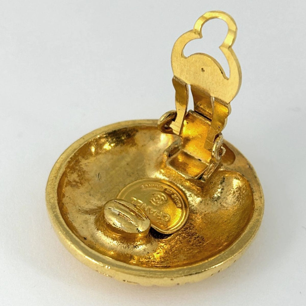 Chanel Logo Round Earrings Mademoiselle Gold Plated — view 3