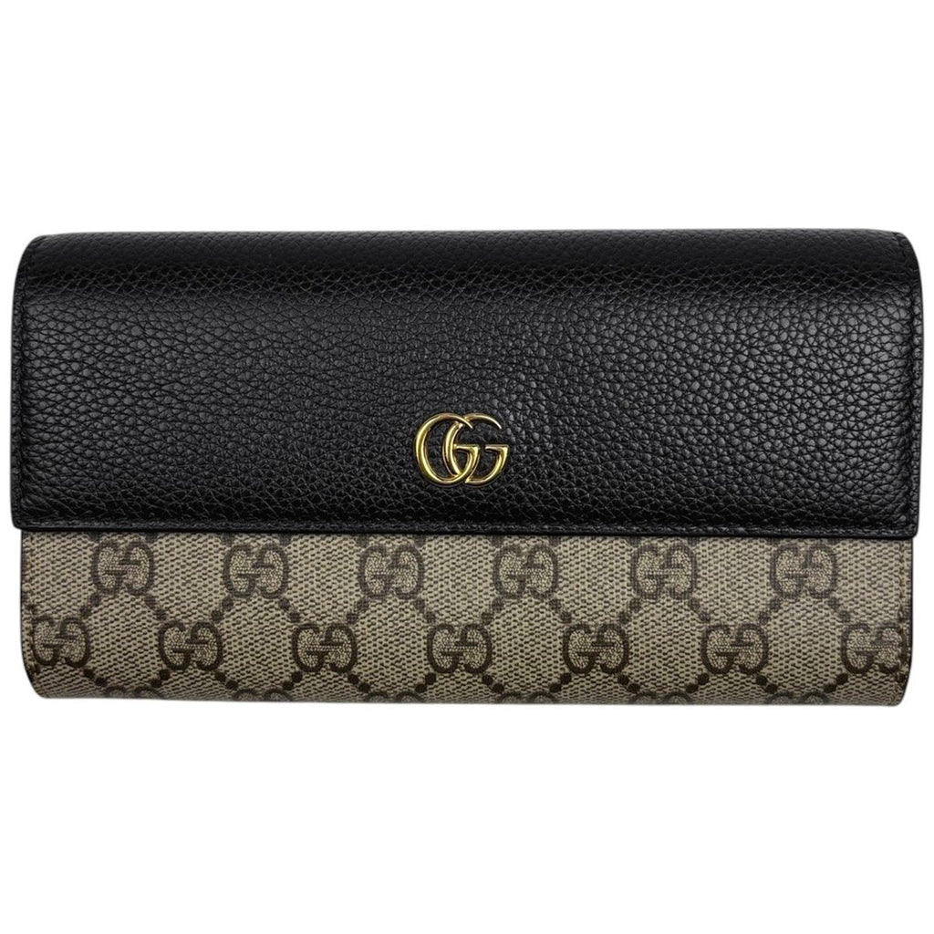 Gucci Double Bicolor Continental Wallet GG Pattern Beige Black
