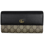 Gucci Double Bicolor Continental Wallet GG Pattern Beige Black