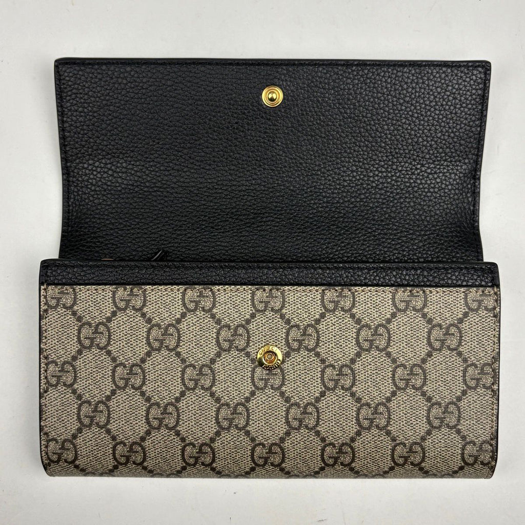 Gucci Double Bicolor Continental Wallet GG Pattern Beige Black — view 5