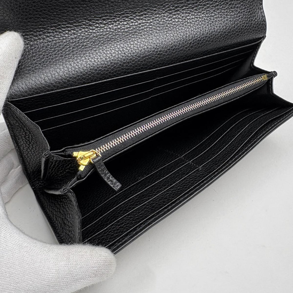 Gucci Double Bicolor Continental Wallet GG Pattern Beige Black — view 3