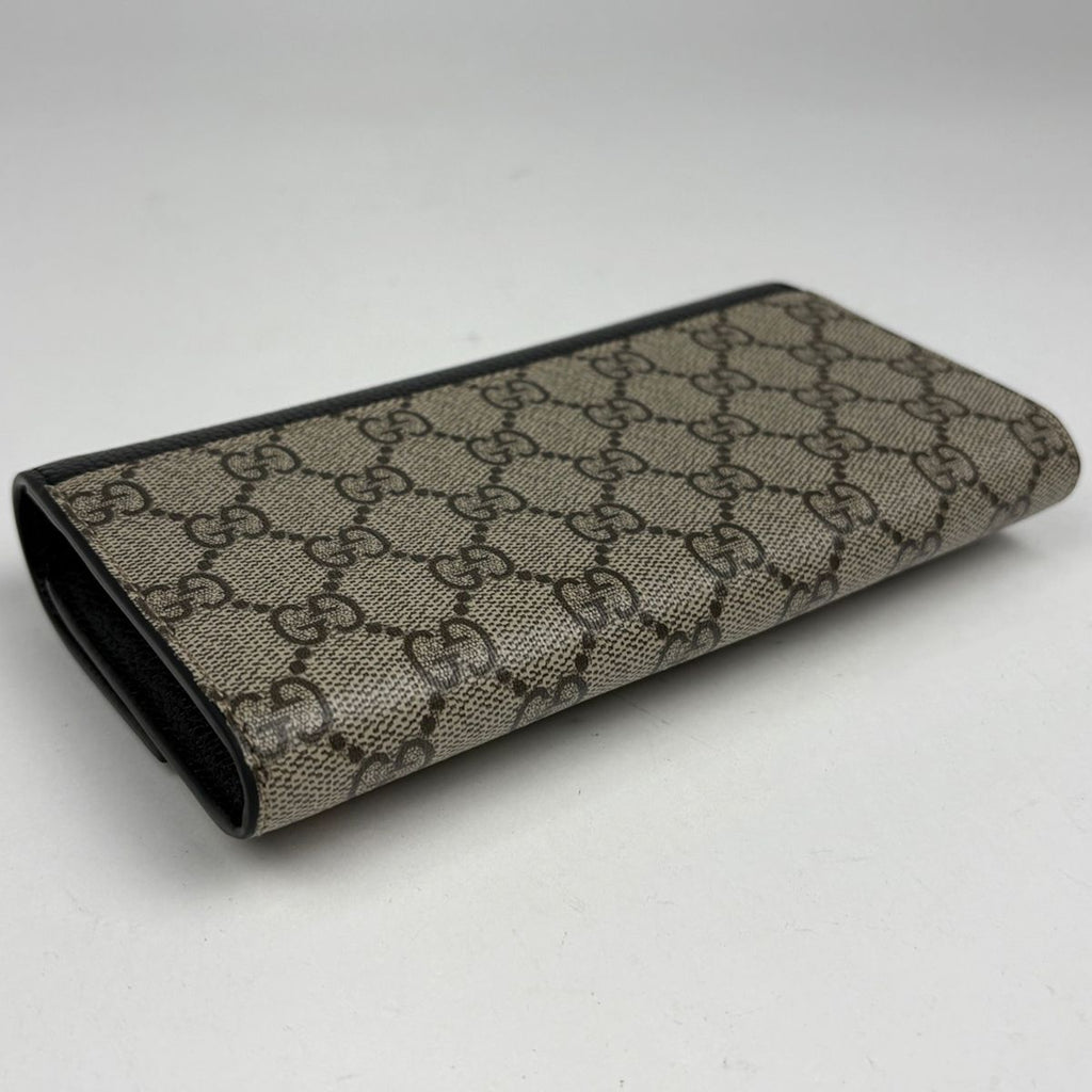 Gucci Double Bicolor Continental Wallet GG Pattern Beige Black — view 2