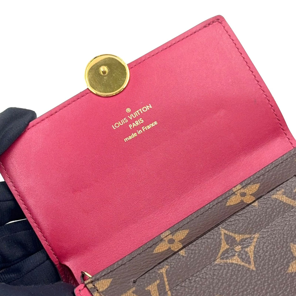 Louis Vuitton Portefeuille Floral Monogram Compact Leather Pink Purple Brown — view 9