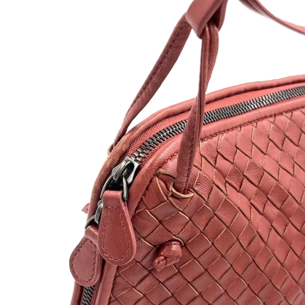 Bottega Veneta Intrecciato Leather Pink Shoulder Bag Silver — view 9
