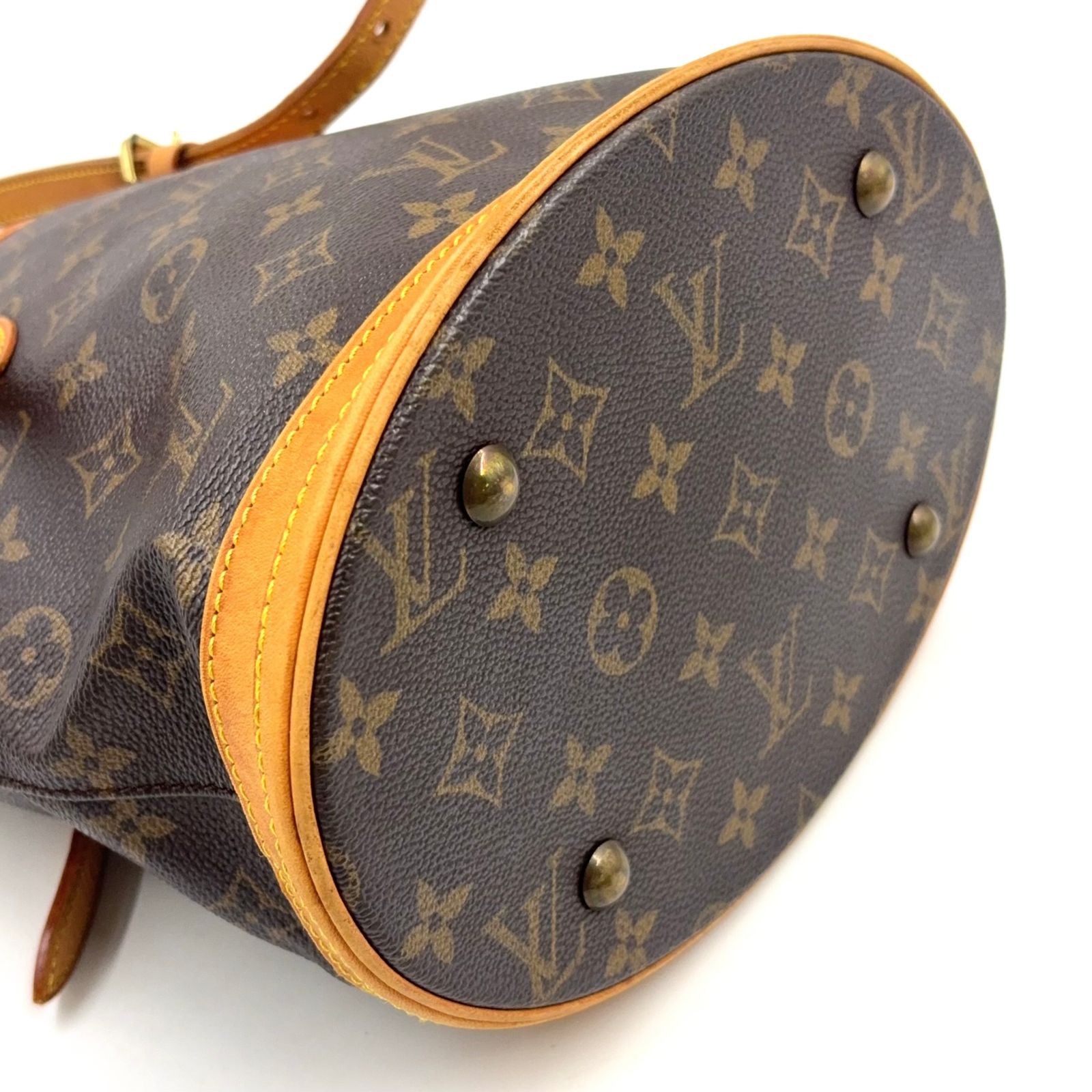 Louis Vuitton Bucket PM Monogram Leather Brown Light Shoulder Bag Gold — view 5