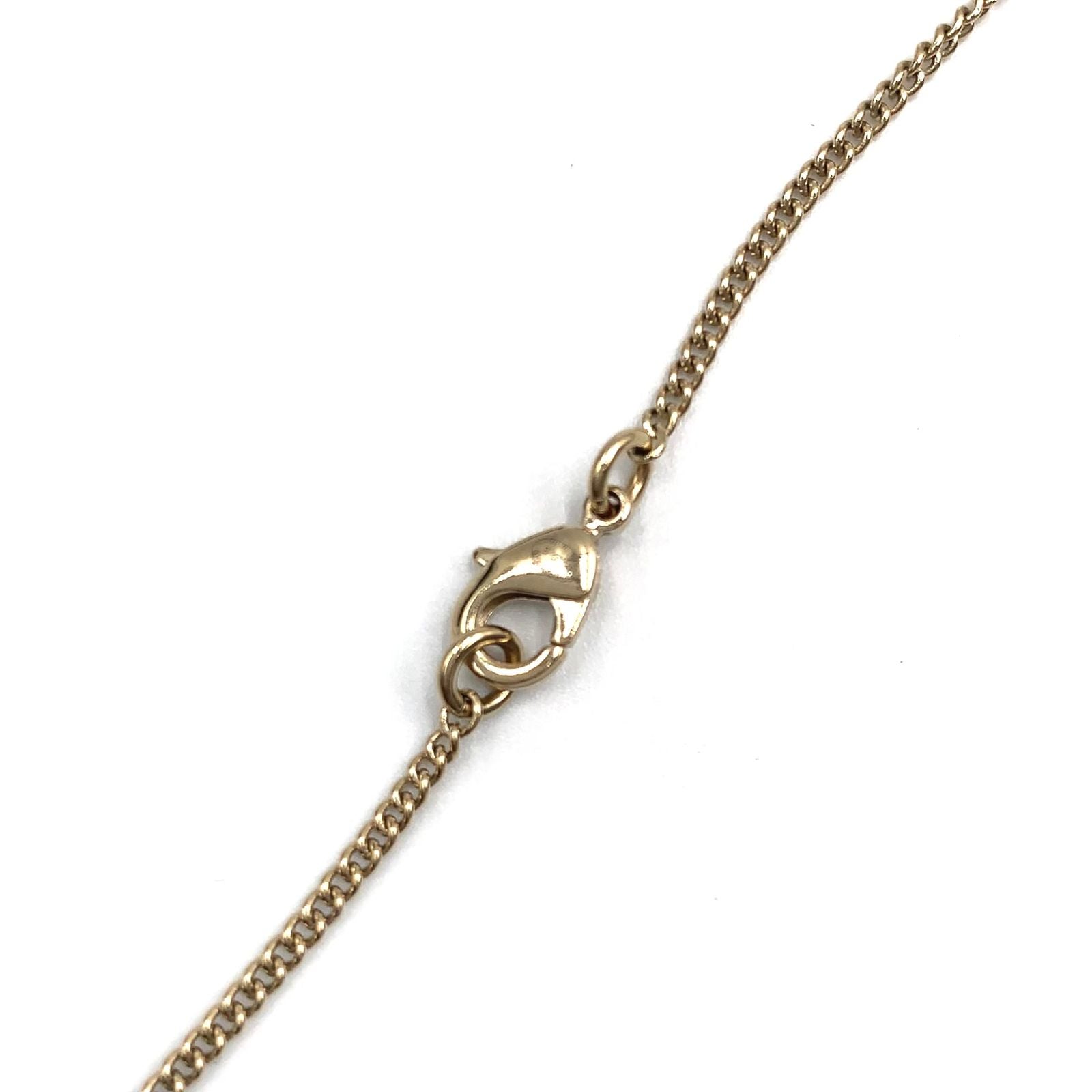 Chanel CC Logo Rhinestone Metal Color Stone Clear Gold Necklace — view 6