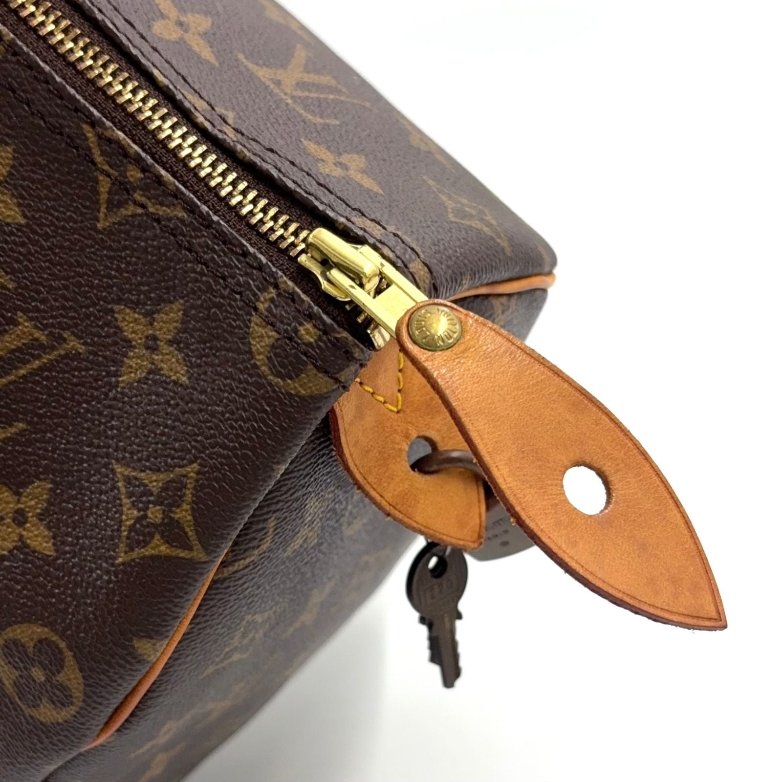 Louis Vuitton Speedy 35 Monogram Leather Brown Handbag Gold — view 5
