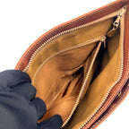 Celine Macadam Leather Brown Light Clutch Gold — view 9