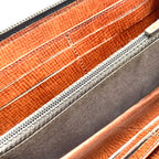 Fendi Zucca Pattern Zip Around Leather Khaki Brown Dark Wallet Gold — view 9