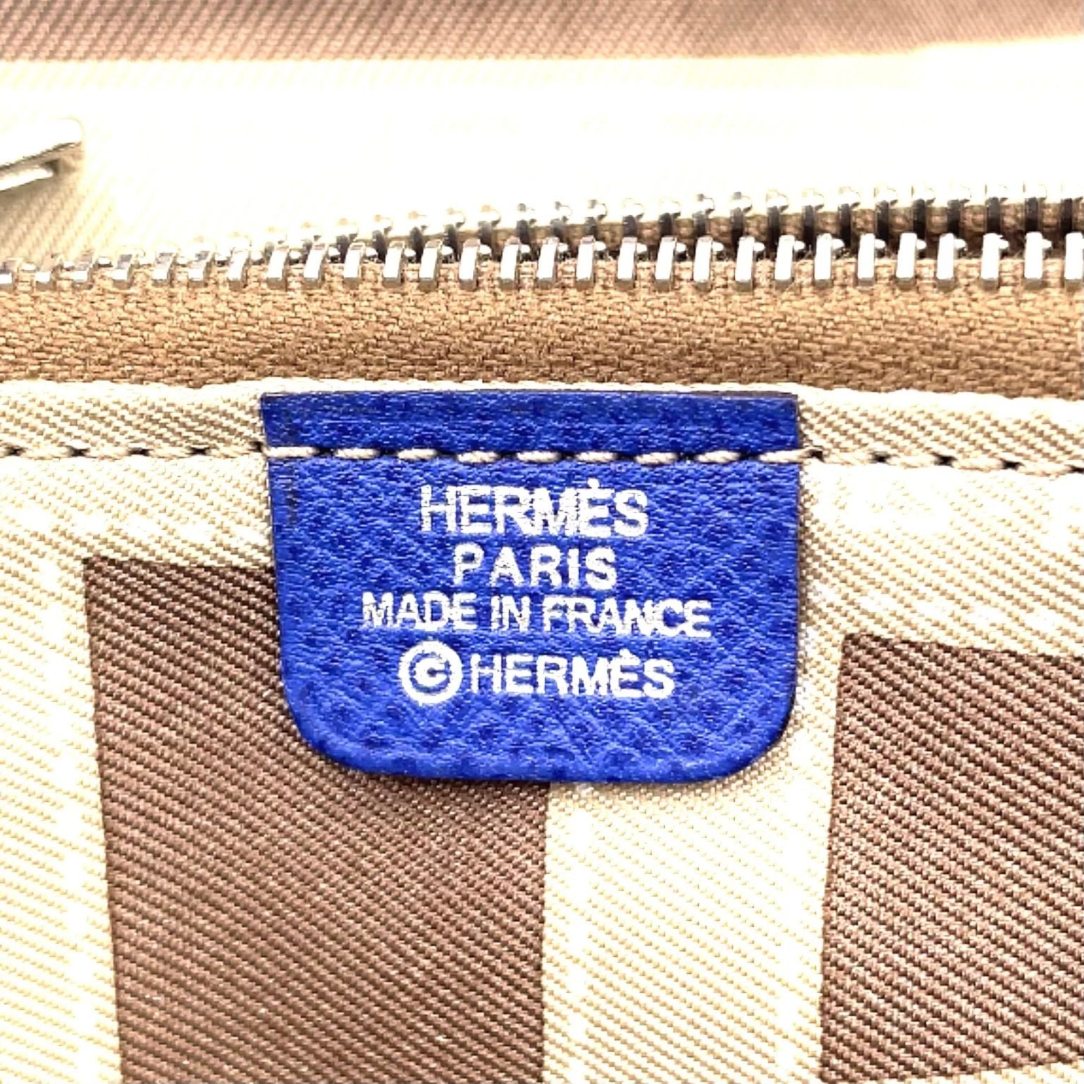 Hermes Azap Compact Silk in Zip Around Leather Blue Wallet Silver — view 4