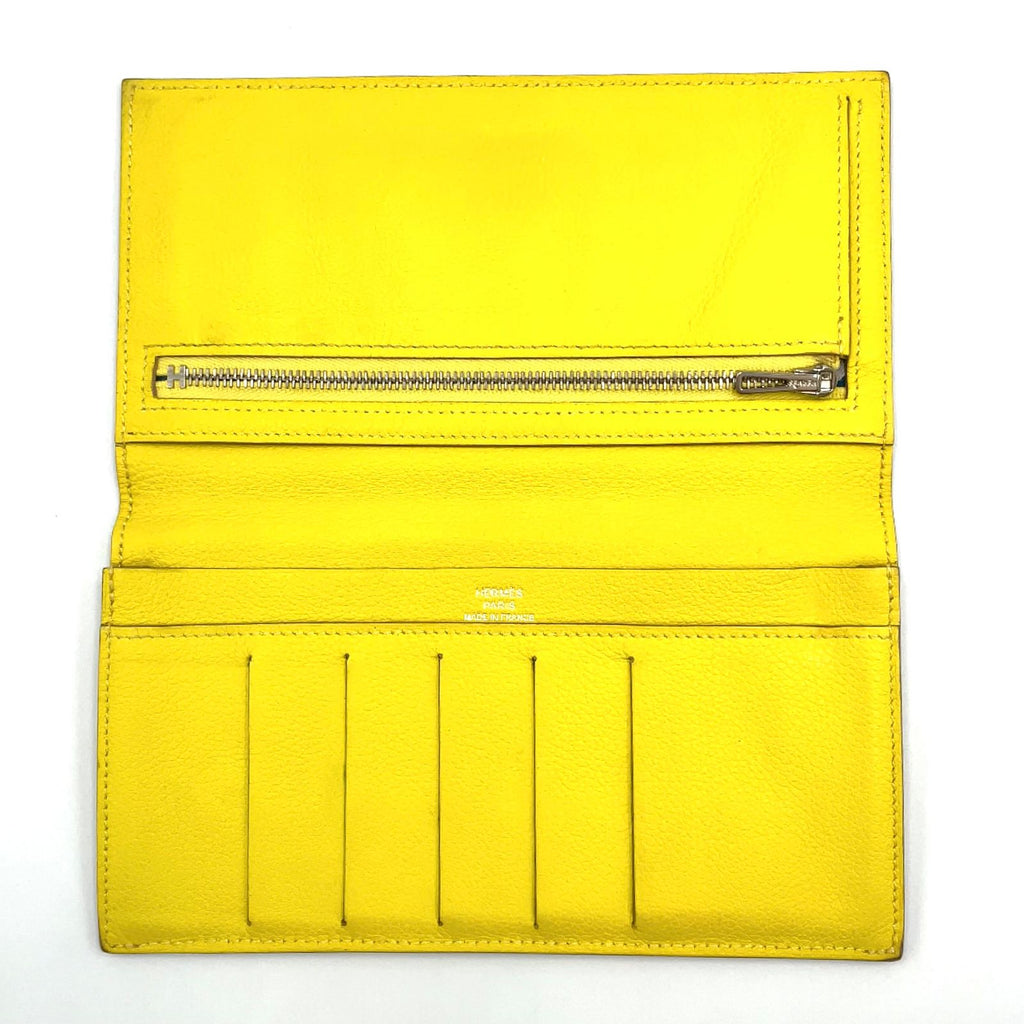 Hermes Citizen Twill Long Combine Silk Color Yellow Green Wallet Silver — view 3
